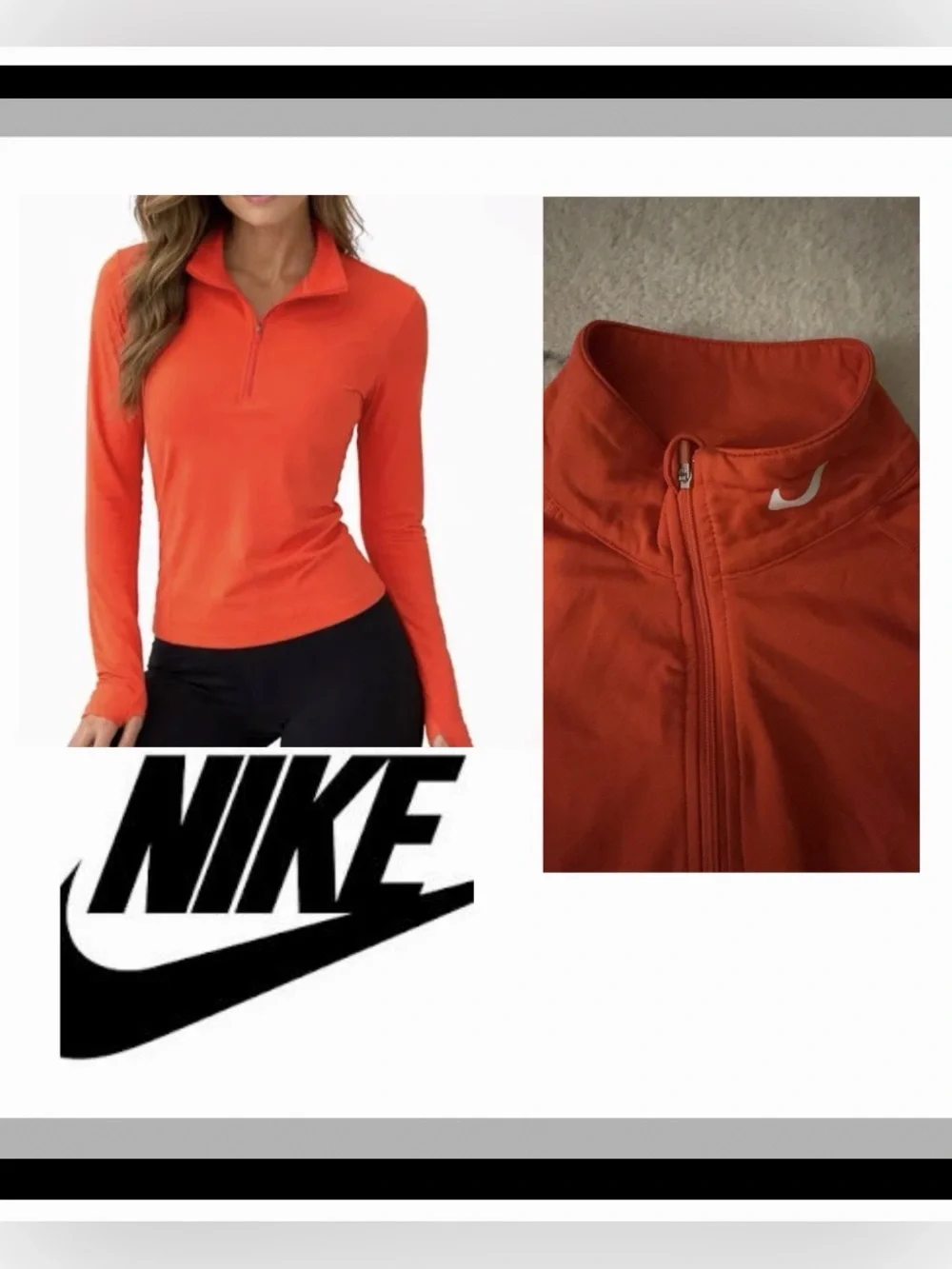 Nike Orange Long-Sleeve Half-Zip Top